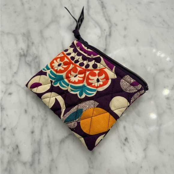 NEW Vera Bradley Purple Plum Crazy Floral Coin Purse Retired - Picture 2 of 5